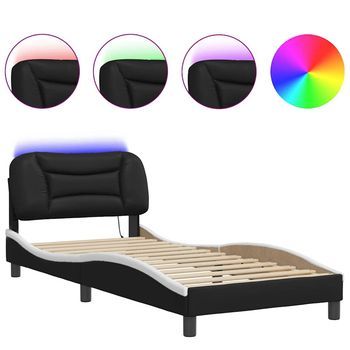 Estructura De Cama Con Led Sin Colchón Hvar Negro Blanco 80x200 Cm Vidaxl