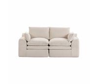 sofa modular 2 plazas - con cojines y dos bolsillos laterales de diferentes tamanos espuma de 3 capas  muelles para una rapida recuperacion - beige