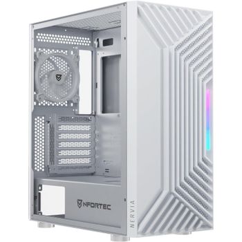 Nfortec Nervia ARGB Torre ATX Frontal Mallado 3D Cristal Templado 4 Ventiladores Blanca