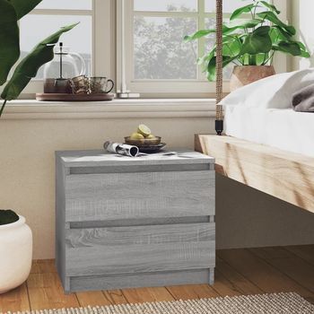 Mesita De Noche - Mueble Para Dormitorio - Madera Contrachapada - Gris Sonoma (50x39x43.5cm)