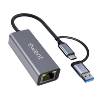 ewent adaptador ethernet 1gigabit  usb-c y usb-a