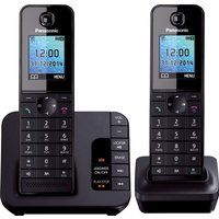 panasonic kx-tg8182eb cordless phone with answering machine - twin handsets