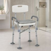 silla de ducha de aluminio hdpe homcom 535x52x80-90 cm gris