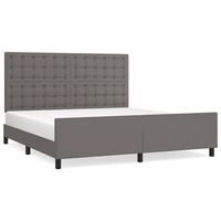 estructura de cama con cabecero cuero sintetico gris 180x200cm vidaxl