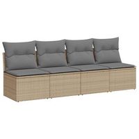 sofa de jardin de 4 plazas  sofa de exterior con cojines ratan sintetico beige