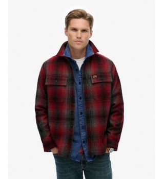 Superdry para hombre. M4011050A Camisa Wool Miller Overshirt rojo (XXL), Casual, Lana, Manga larga