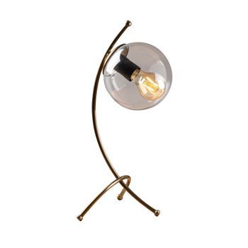 Lámpara De Mesa Yay-5016 Oro Cobrizo Metal Vidrio 23x18x43 Cm