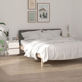 Mesitas De Noche (2 Uds) - Dormitorio - Madera Maciza De Pino - Blanco (40x35x50cm)