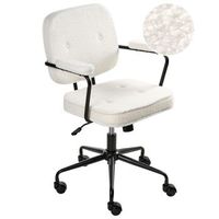 silla de oficina de boucle estructura negra giratorio altura ajustable blanco crema pawnee