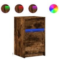 mesita de noche - mesilla de noche con luces led madera ingenieria roble ahumado mc7617