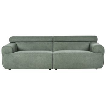 Sofá De 3 Plazas Tapizado De Tela Reposabrazos Reposacabezas Estilo Moderno Verde Hovden