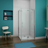 aica mampara de ducha frontal abatible y panel lateral una barra 50cm perfil cromado vidrio antical 6mm 790-810x785-810x1900mm