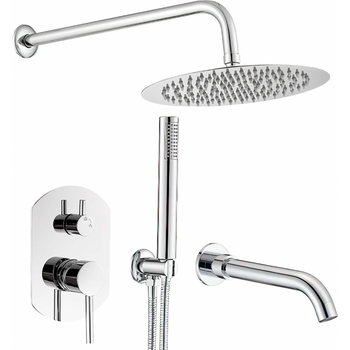 Conjunto De Ducha Empotrada Monomando Redonda Roma Cromado Ø 20cm