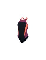 banador de natacion speedo mujer high neck splice cross back negromorado