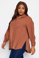 yours camisa marron con bolsillo mujer curvy y tallas grandes yours