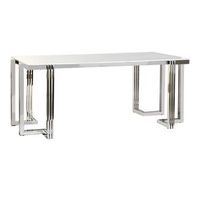 mesa comedor acero cristal 180x90x76 simil marmol