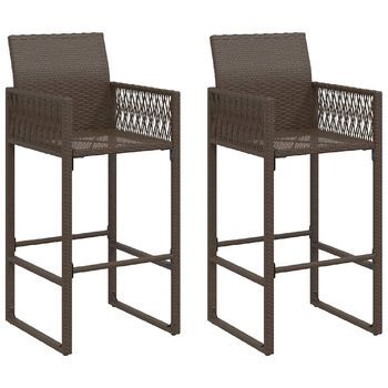 Pack 2 Uds Taburetes Altos | Taburete De Cocina | Taburetes De Bar De Jardín Ratán Sintético Marrón