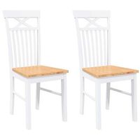 pack 2 uds sillas de comedor  silla de cocina madera maciza de caucho blanco