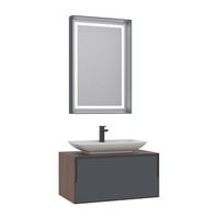 conjunto de mueble con lavabo y espejo 2 piezas  - 60 x 50 x 40 cm - nogal  antracita  blanco