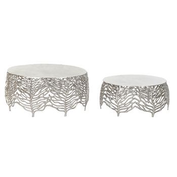 Mesa Auxiliar Dkd Home Decor Aluminio (2 Pcs) (52 X 52 X 25 Cm) (63.5 X 63.5 X 30.5 Cm)