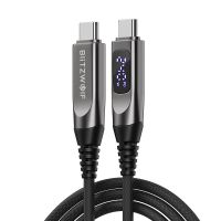 blitzwolf bw-tc25 240w cable tipo-c a tipo-c con pantalla digital pd31 carga rapida transmision de datos nucleo de cob