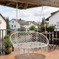 sillon colgante kailua diseno boho textil 135x129x65cm - blanco crema casapro