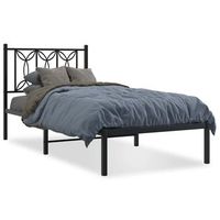 estructura cama sin colchon con cabecero metal negro 90x190 cm vidaxl