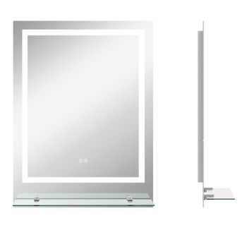 kleankin Espejo rectangular mural iluminado LED para baño 80x60 cm   Aosom España