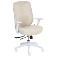 silla de oficina ergonomica con soporte lumbar reposabrazos ajustables asiento deslizante de malla tela beige zeler