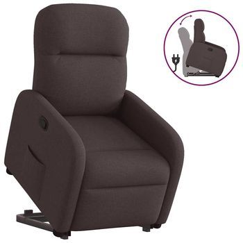 Sillón De Salón | Silla | Sillón Reclinable Elevable Tela Marrón Oscuro Cfw44792