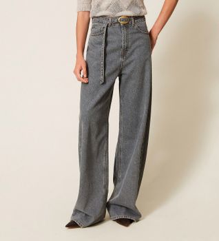 Twinset para mujer. 262TT2391 Vaqueros abullonados con cinco bolsillos gris (28), Casual, Algodón