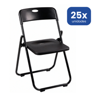pack 25 sillas plegables adanity 40x39x75 cm - negras resistentes hierro reforzado