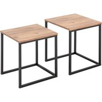 set de 2 mesas nido salon - mesa auxiliar estilo industrial ideal como mesa auxiliar sofa y mesas de centro pequenas de color atlantic pine 44 x 45 x 52 cm atlas