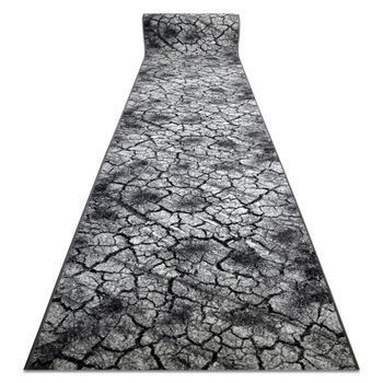Alfombra De Pasillo Silver Terra Suelo Agrietado Gris 80cm 80x980 Cm