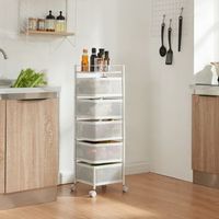 carrito de cocina sunndal con 5 cestas acero  95x27x27cm - blanco encasa