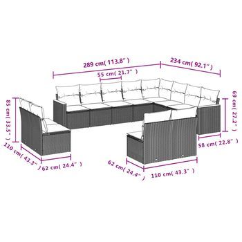 Conjunto De Sofás De Jardín (un Conjunto De 12 Piezas Con Esponja Artificial Gris)