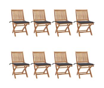 Sillas de jardin plegables 8 unidades madera maciza teca con cojines
