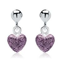 pendientes de plata 925 con corazones morados brillantes