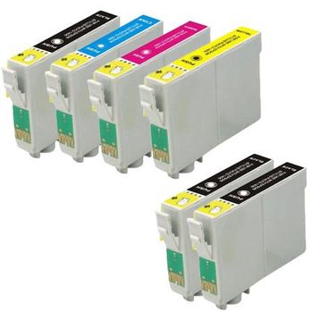 Compatible Multipack Epson T0551/4 Full Set + 2 EXTRA Black Ink Cartridges (6 Pack)
