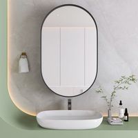 armario con espejo - mueble para bano - metal - negro 515x12x85cm