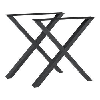Set De 2 Patas De Mesa Greith Forma De X Acero 72x69cm - Negro [en.casa]