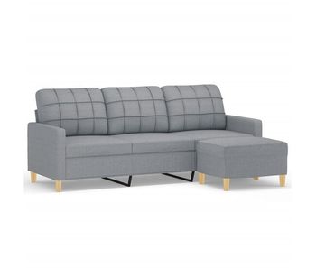 Vidaxl sofá de 3 plazas con taburete de tela gris claro 180 cm