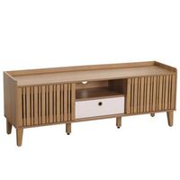 mueble tv puerta corredera 3 compartimentos madera mango 56 x 150 x 40 cm cajon blanco 040007870