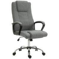 silla de oficina con respaldo alto giratoria 360 altura ajustable funcion de inclinacion lino 54x62x110-119 cm gris   aosom espana