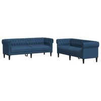 juego de sofas 2 piezas tela azul