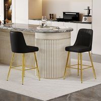 juego de 2 taburetes de bar negros 100 cm estructura metalica dorada