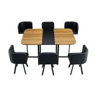 conjunto mesa de cocina conjunto de mesa y sillas para 6 personas extensible y compacto 150x80x75 cm madera mdf y metal marron y negro