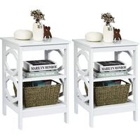set de 2 mesita de noche 3 niveles mesa auxiliar mesilla costway 70 x 48 x 22 cmblanco