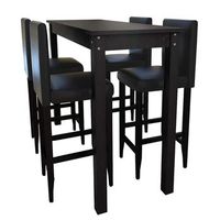 mesa alta de cocina con 4 sillas de barra negras vidaxl