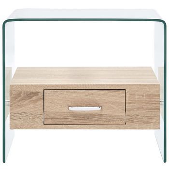 Mesa De Centro 50x50x45 Cm Vidrio De Seguridad Templado Y Mdf - Transparente